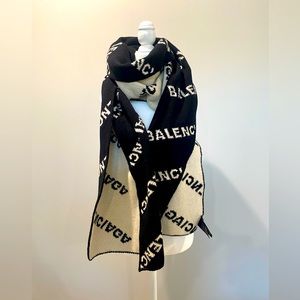 Balenciaga Wool Allover Logo Scarf